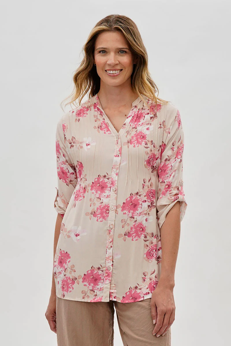 International INC Company Floral Back Tie Blouse - Pink