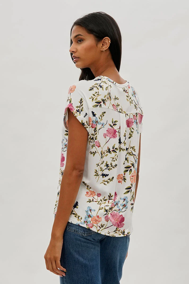 International INC Company Floral Button Up Tee - White - Image 3