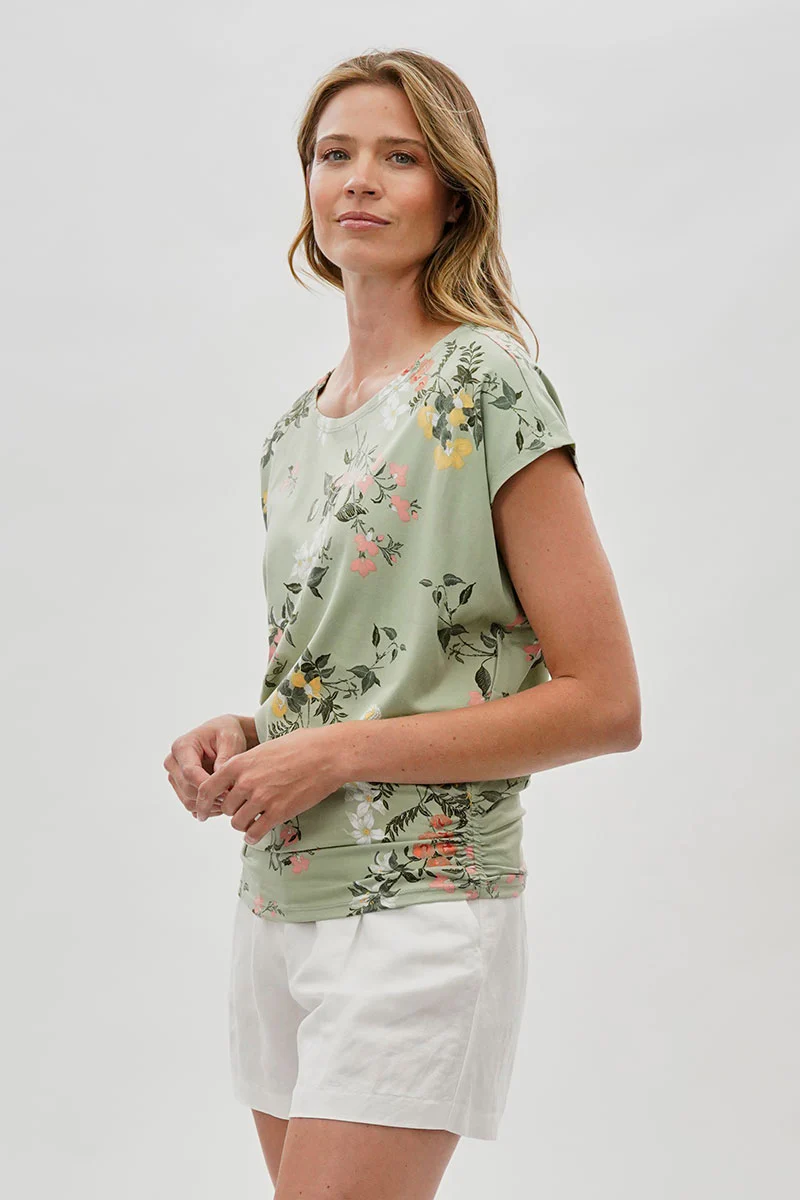 International INC Company Floral Ruched Side Blouse - Green - Image 2