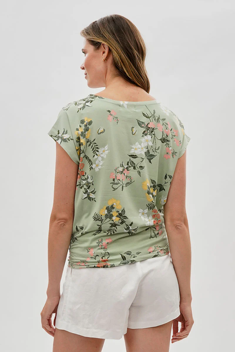 International INC Company Floral Ruched Side Blouse - Green - Image 3