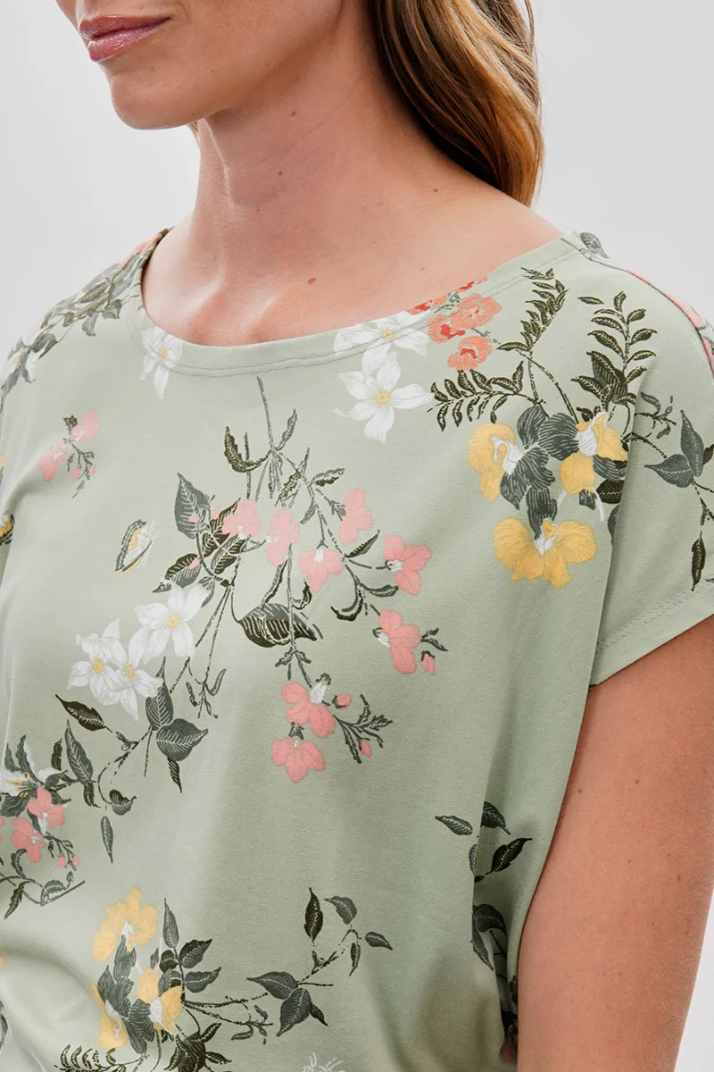 International INC Company Floral Ruched Side Blouse - Green - Image 4