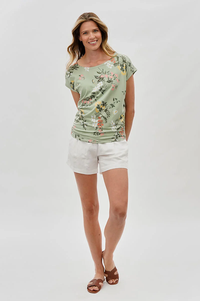 International INC Company Floral Ruched Side Blouse - Green - Image 5