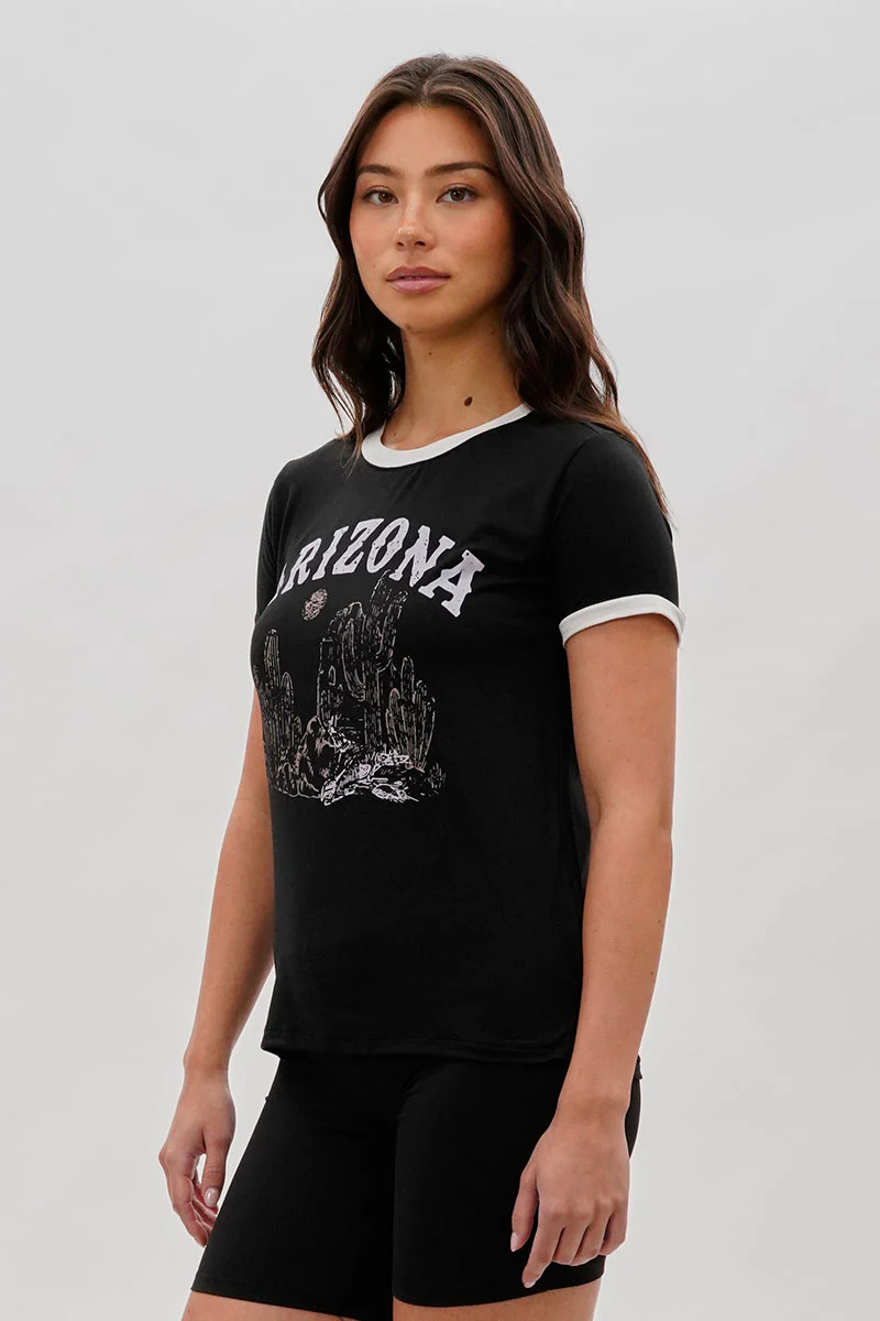 Stylexchange Vintage Arizona Graphic Ringer Tee - Black - Image 2