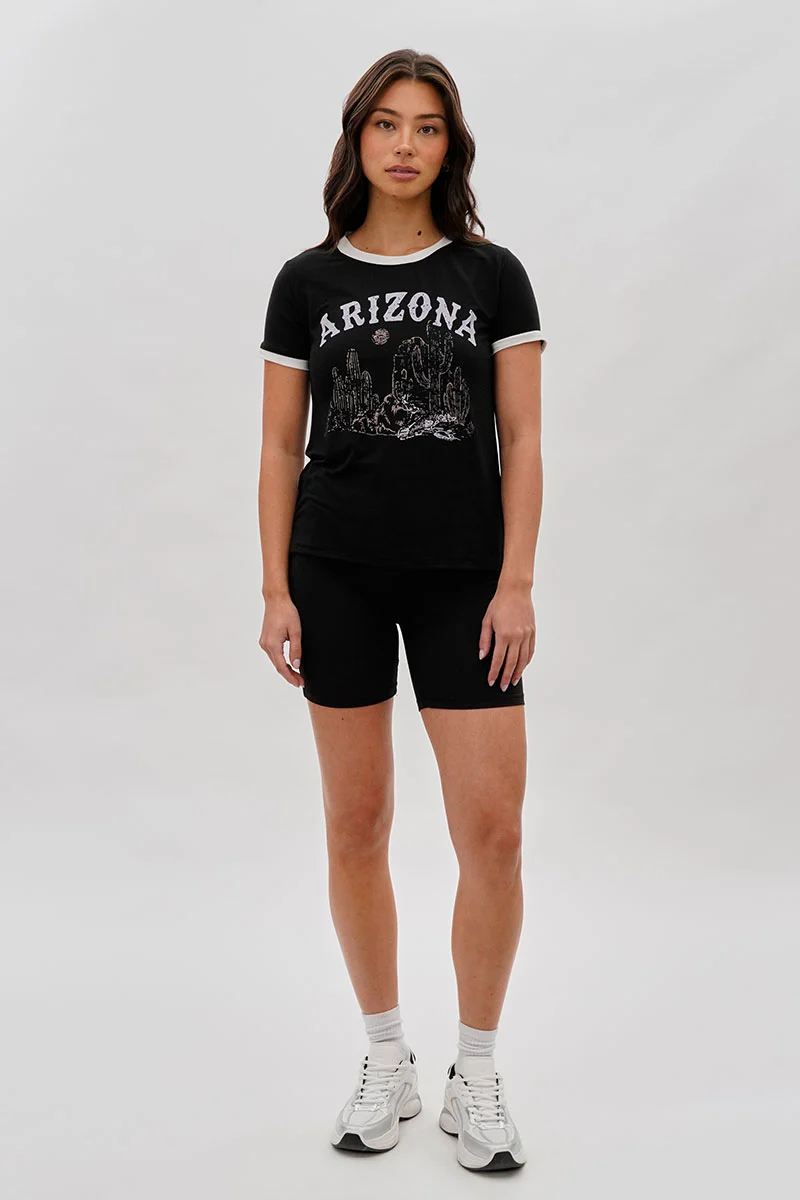 Stylexchange Vintage Arizona Graphic Ringer Tee - Black - Image 5