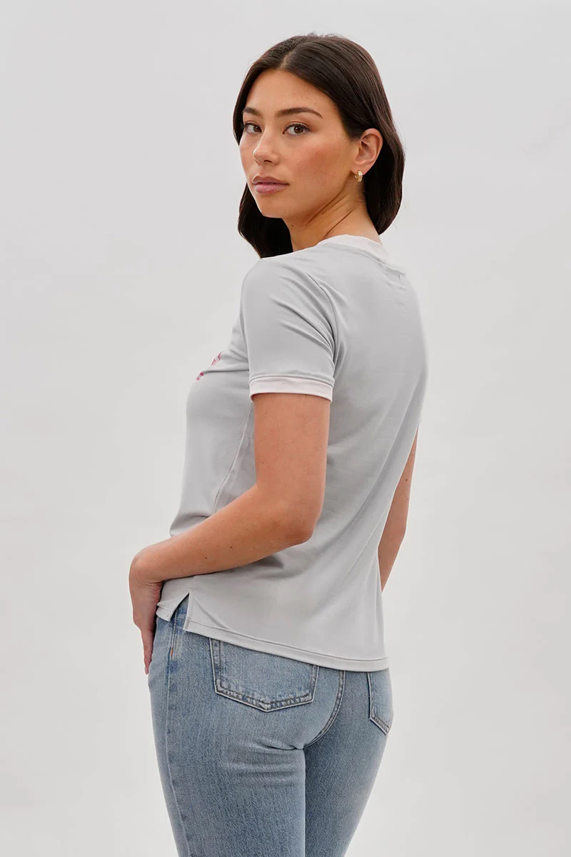 Stylexchange Vintage Malibu Graphic Ringer Tee - Grey - Image 3