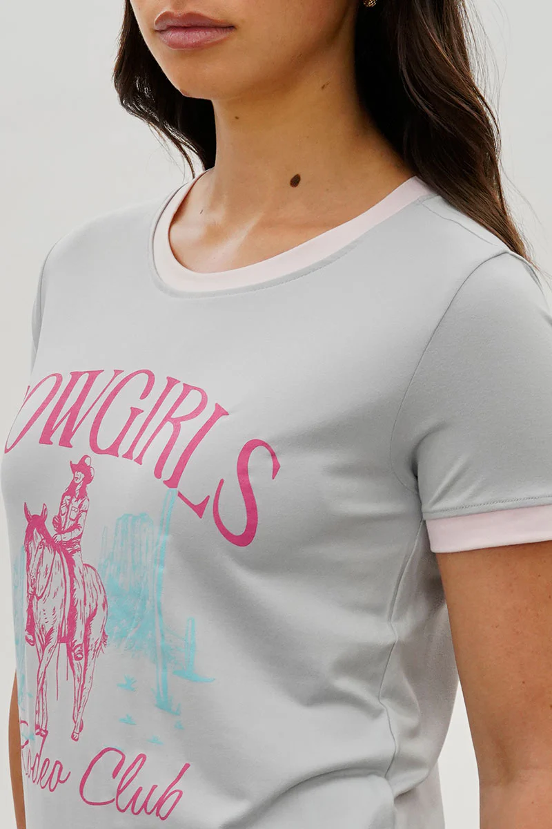Stylexchange Vintage Cowgirl Graphic Ringer Tee - Grey - Image 4