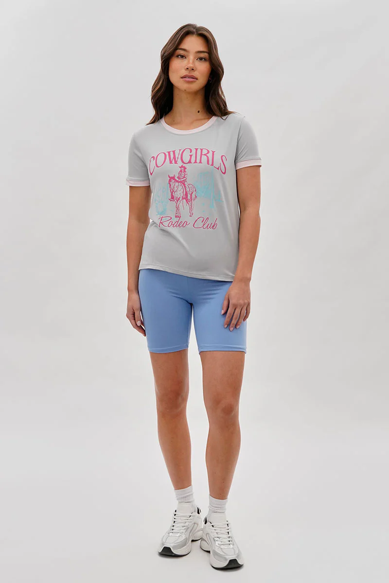 Stylexchange Vintage Cowgirl Graphic Ringer Tee - Grey - Image 5