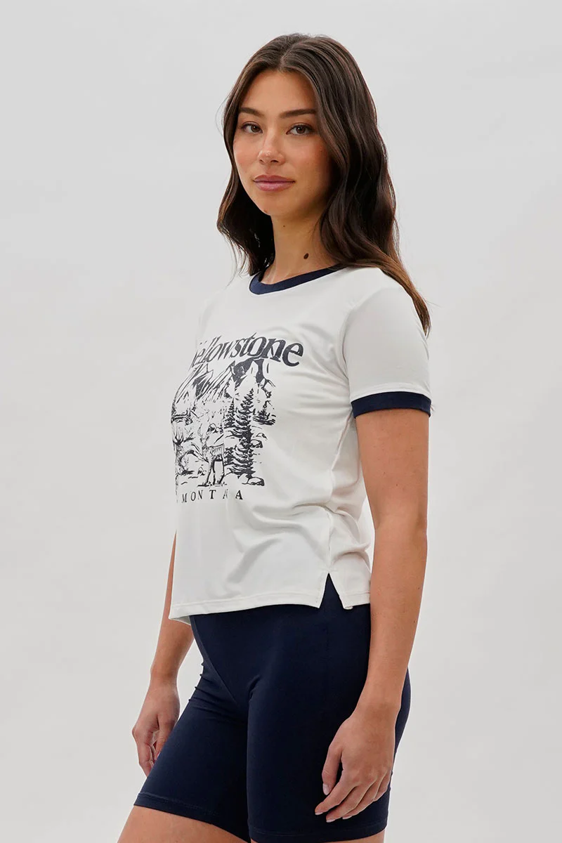 Stylexchange Vintage Yellowstone Graphic Ringer Tee - White - Image 2