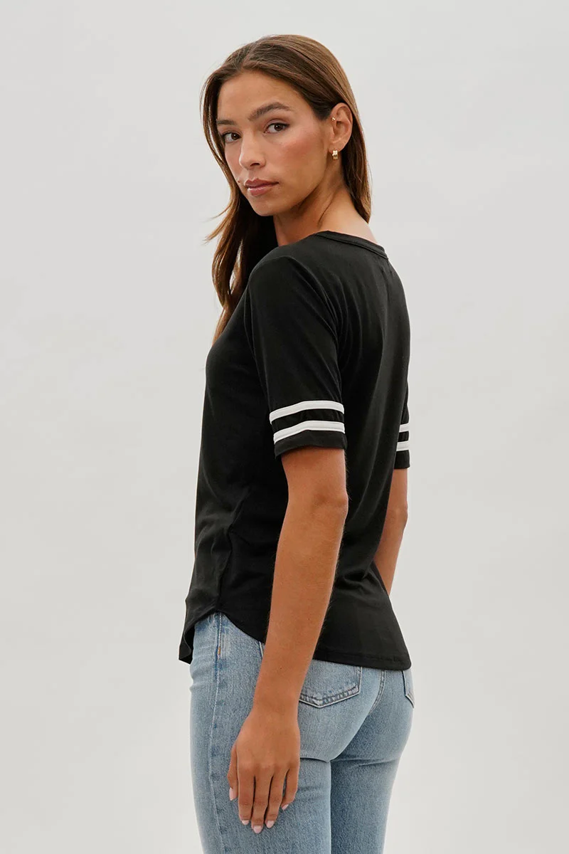 Stylexchange Vintage Striped Varsity Tee - Black - Image 3