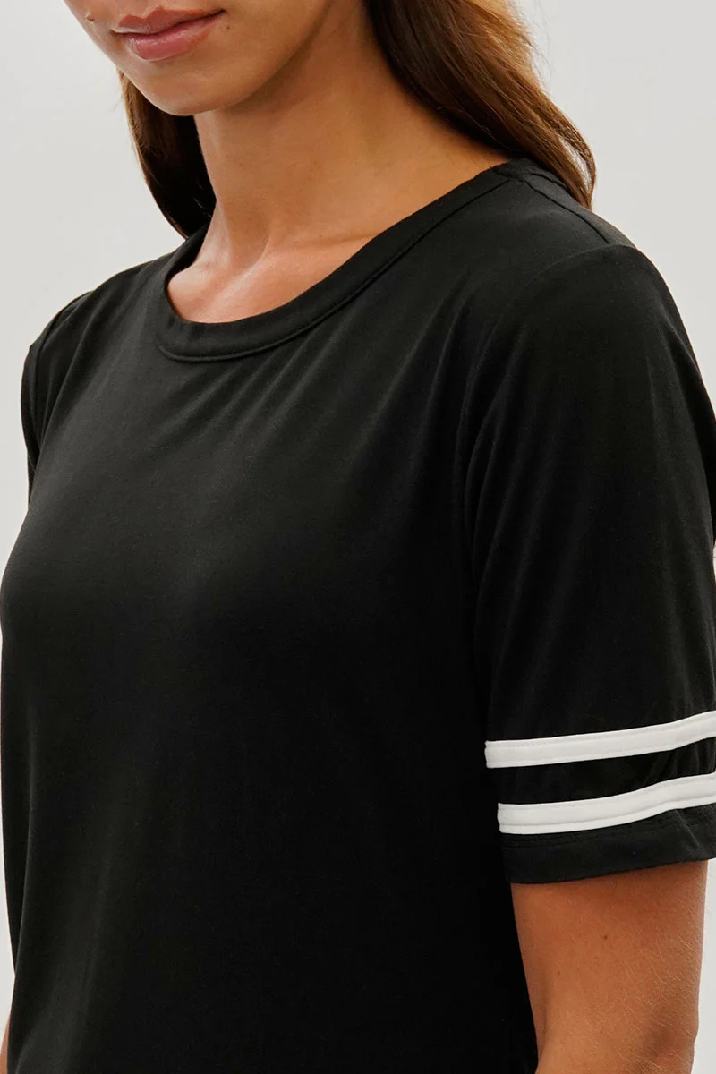 Stylexchange Vintage Striped Varsity Tee - Black - Image 4