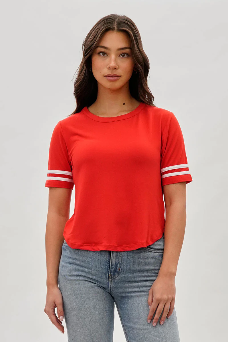 Stylexchange Vintage Striped Varsity Tee - Red