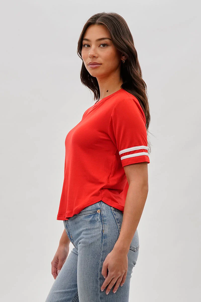 Stylexchange Vintage Striped Varsity Tee - Red - Image 2