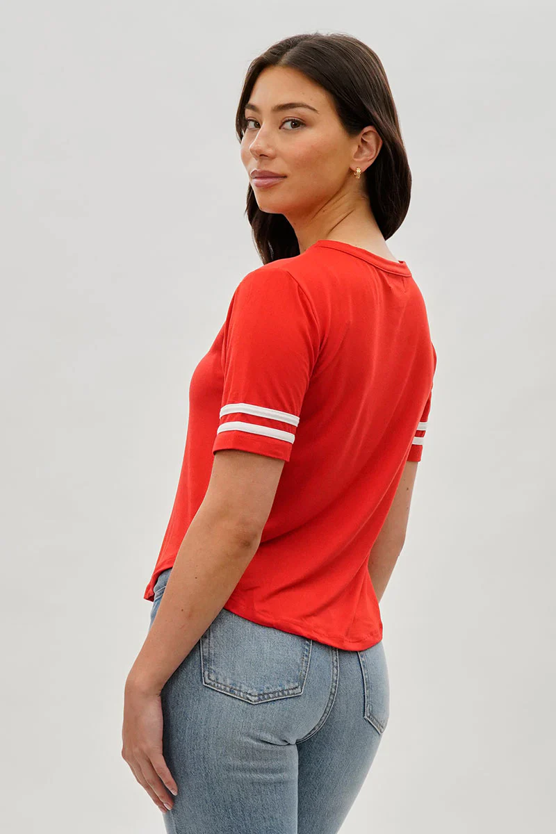 Stylexchange Vintage Striped Varsity Tee - Red - Image 3