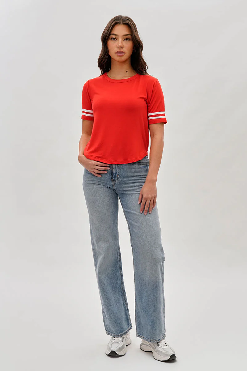 Stylexchange Vintage Striped Varsity Tee - Red - Image 5