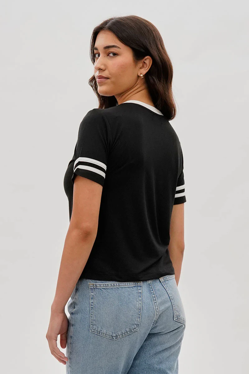 Stylexchange Vintage Striped Ringer Tee - Black - Image 3