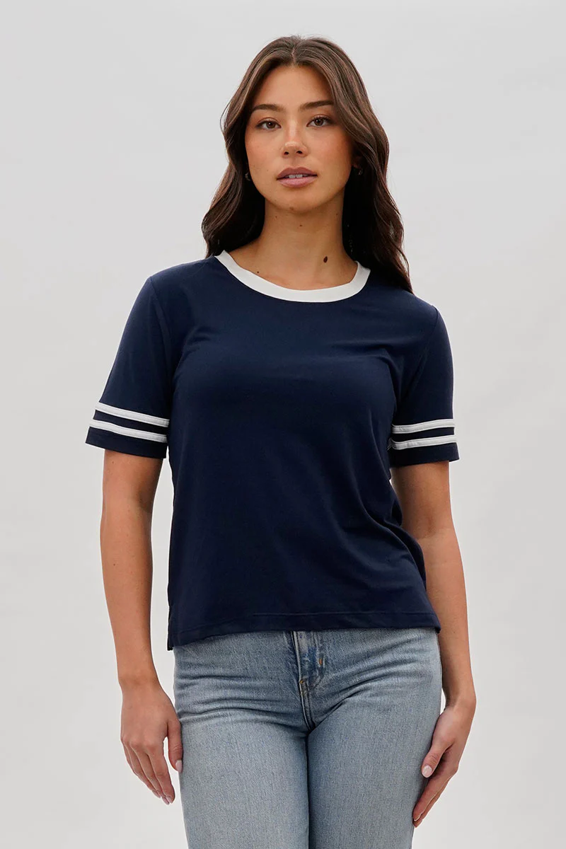 Stylexchange Vintage Striped Ringer Tee - Navy