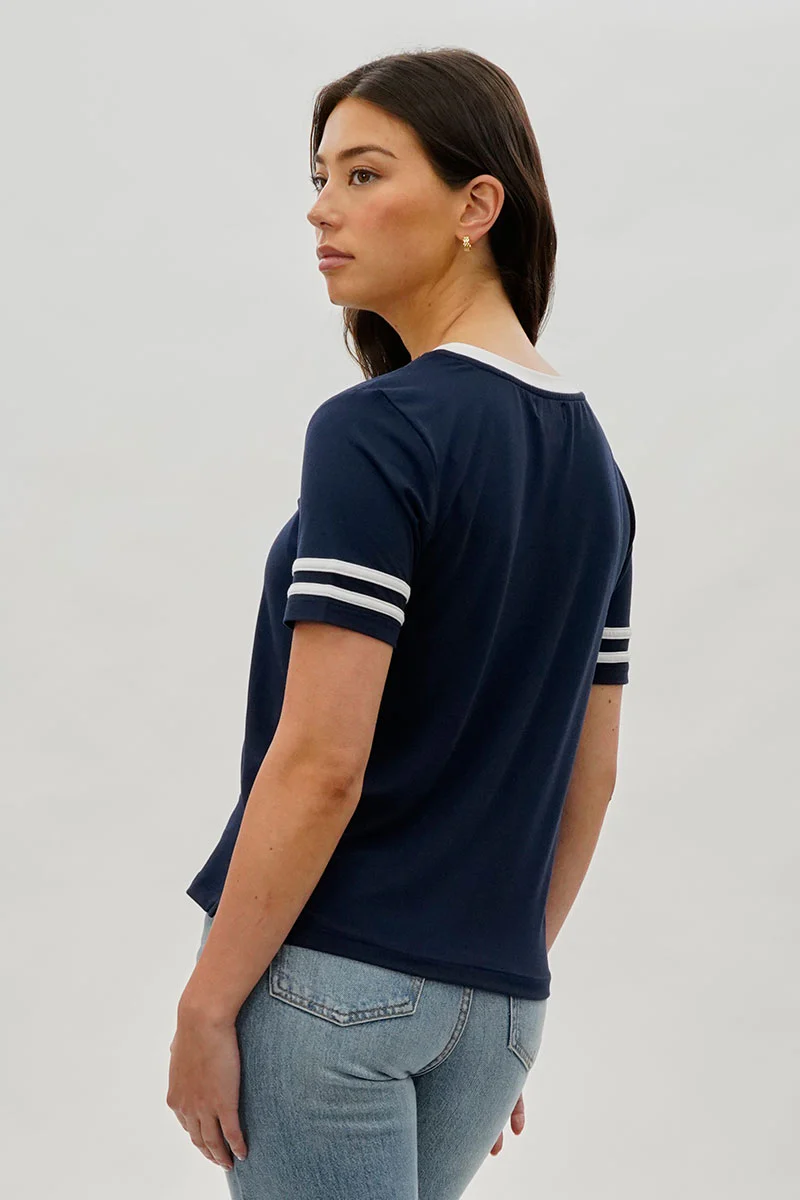 Stylexchange Vintage Striped Ringer Tee - Navy - Image 3