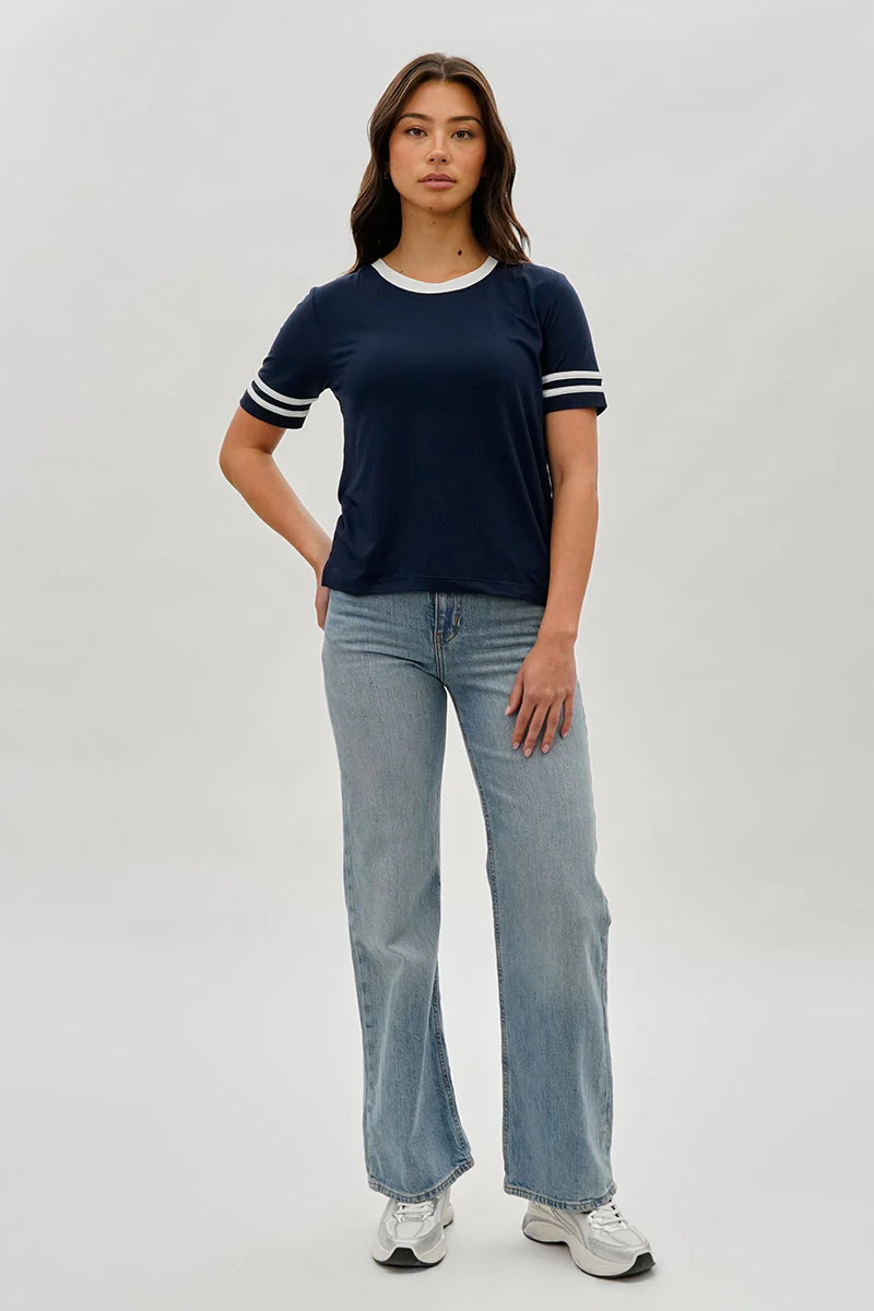 Stylexchange Vintage Striped Ringer Tee - Navy - Image 5