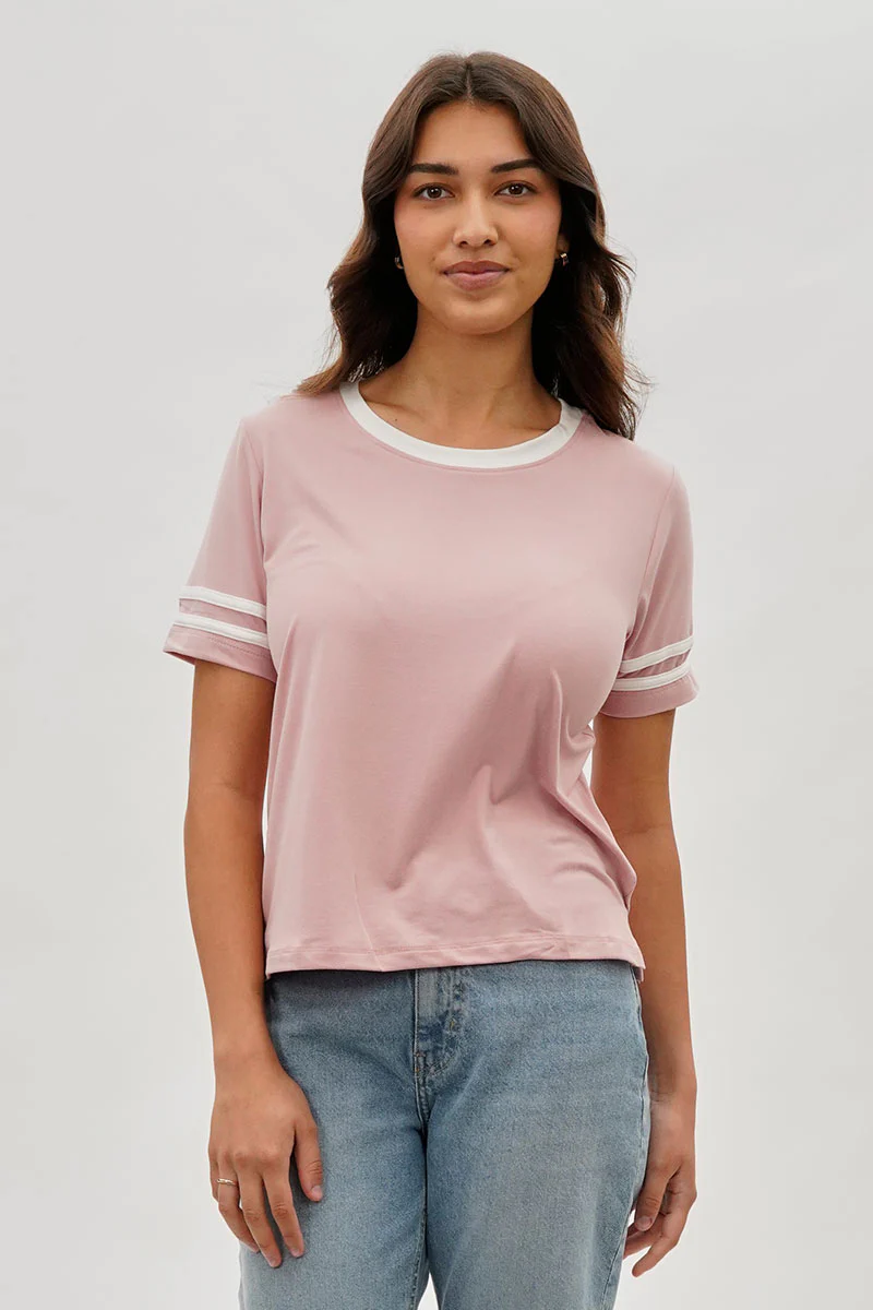 Stylexchange Vintage Striped Ringer Tee - Pink