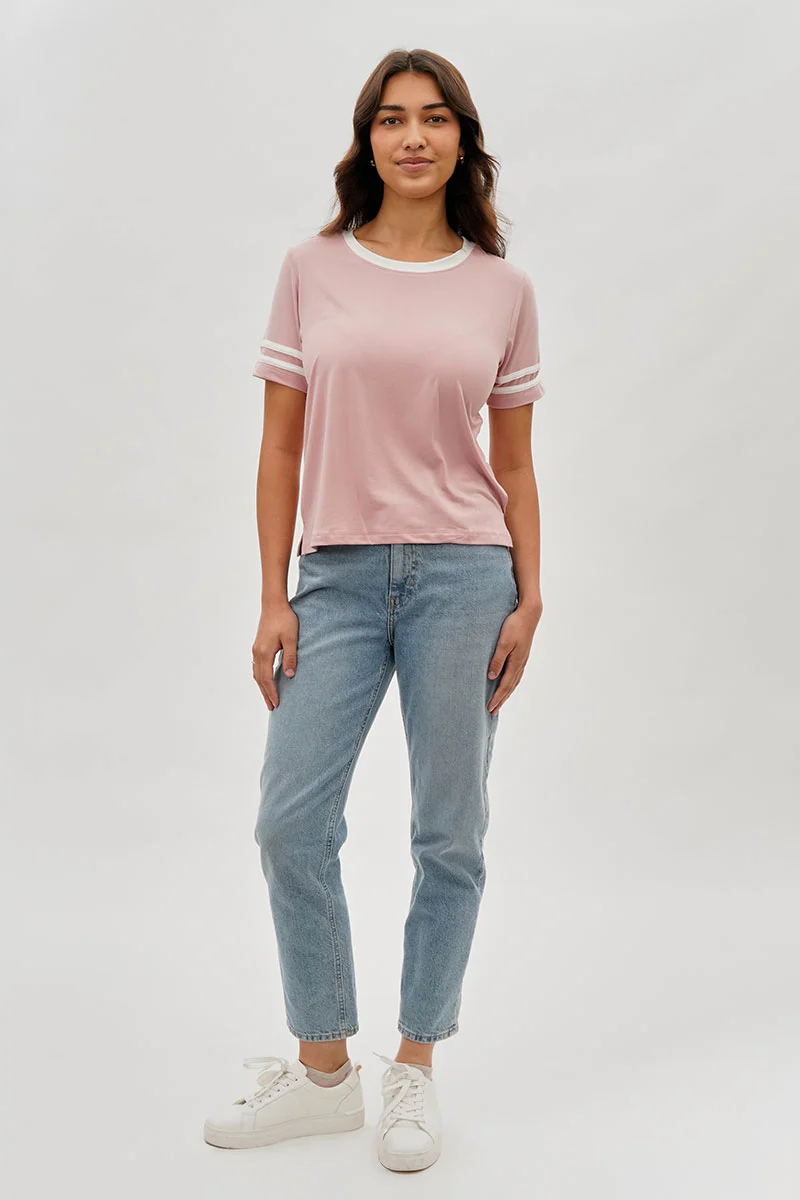 Stylexchange Vintage Striped Ringer Tee - Pink - Image 5