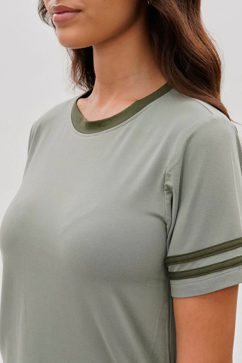 Stylexchange Vintage Striped Ringer Tee - Olive - Image 4