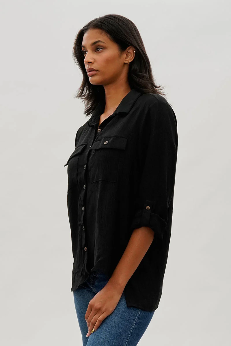 Stylexchange Vintage Button Up Utility Shirt - Black - Image 2