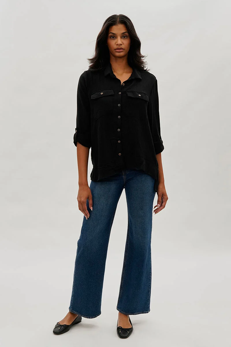Stylexchange Vintage Button Up Utility Shirt - Black - Image 5