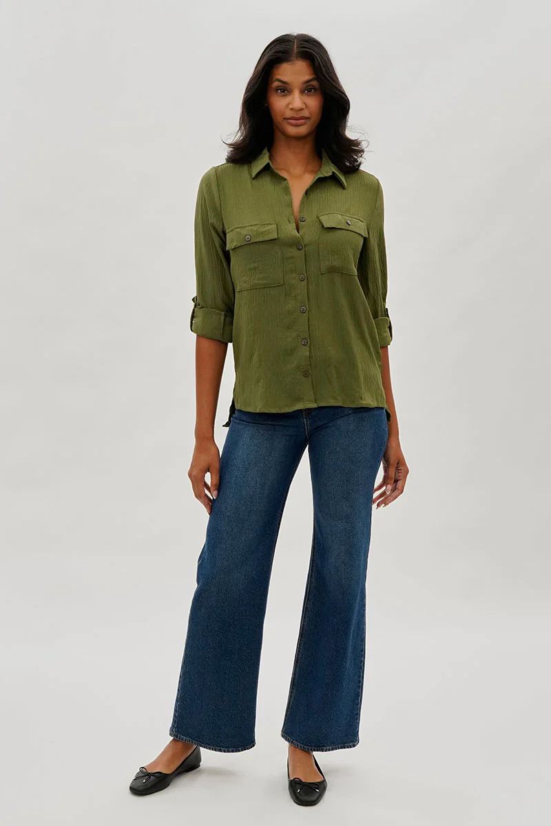 Stylexchange Vintage Button Up Utility Shirt - Olive - Image 5