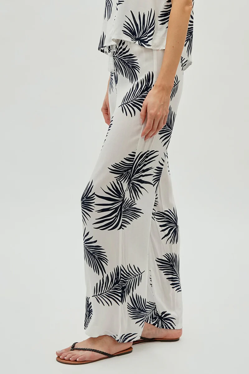 International INC Company Leaf Print Wide Leg Pants - White - Image 2