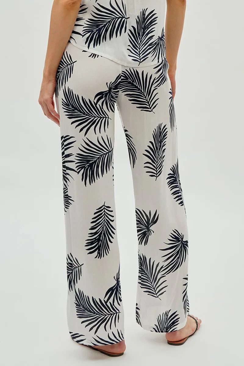 International INC Company Leaf Print Wide Leg Pants - White - Image 3