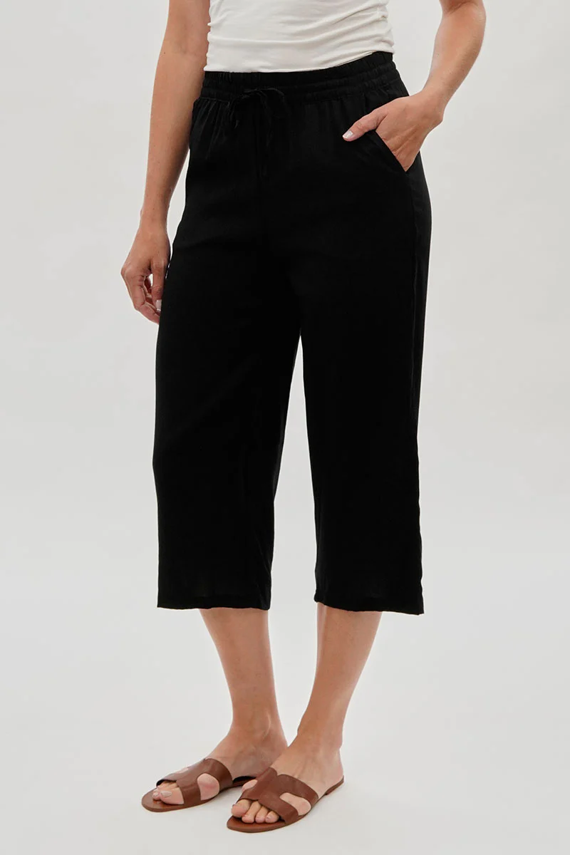 International INC Company Cropped Tie Waist Pants - Black - Image 2