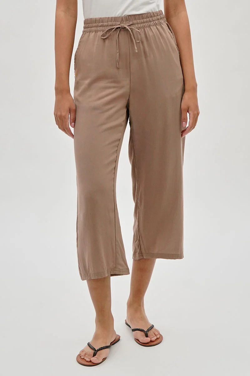 International INC Company Cropped Tie Waist Pants - Taupe