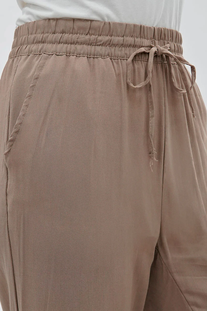 International INC Company Cropped Tie Waist Pants - Taupe - Image 4