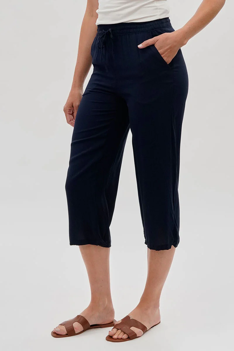 International INC Company Cropped Tie Waist Pants - Navy - Image 2