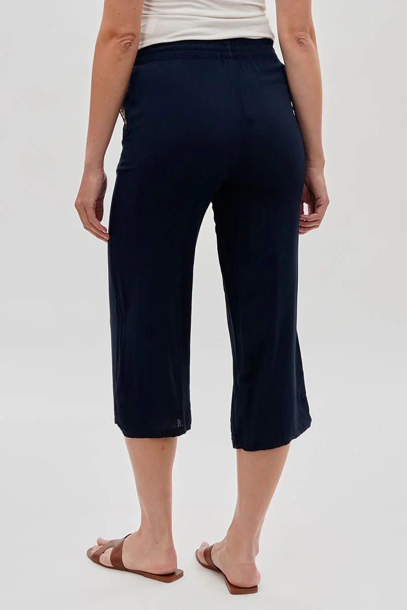 International INC Company Cropped Tie Waist Pants - Navy - Image 3