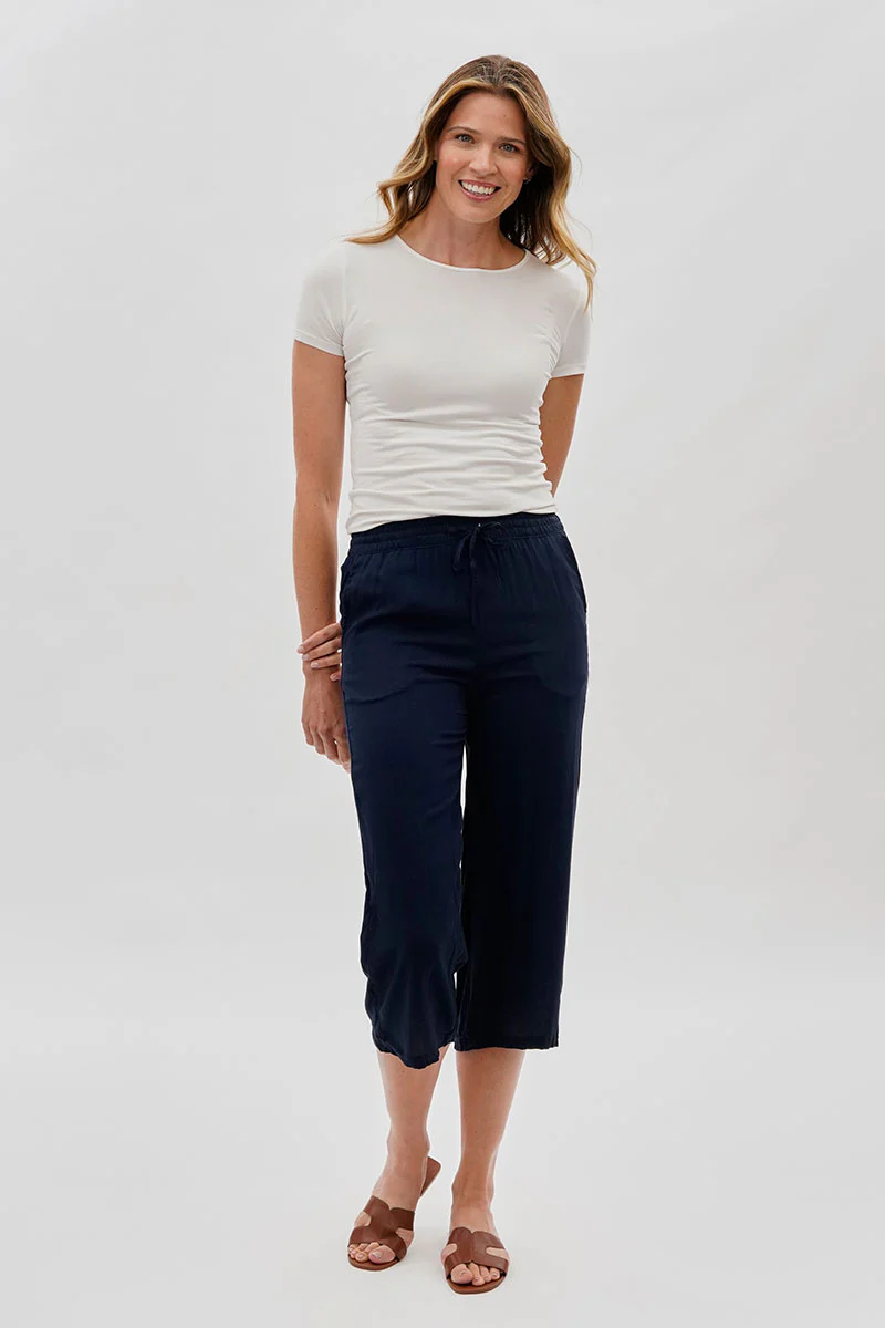 International INC Company Cropped Tie Waist Pants - Navy - Image 5
