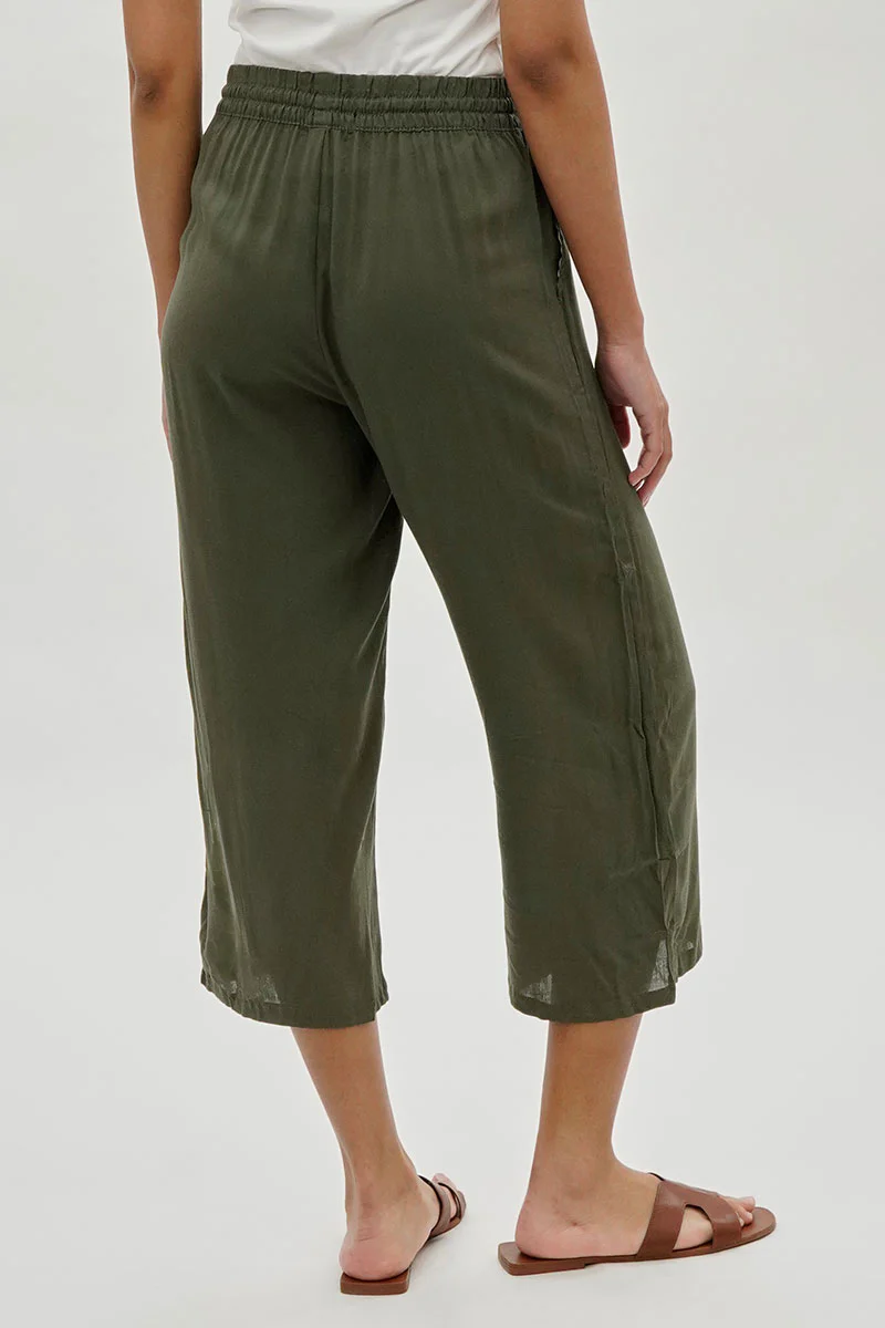 International INC Company Cropped Tie Waist Pants - Olive - Image 3
