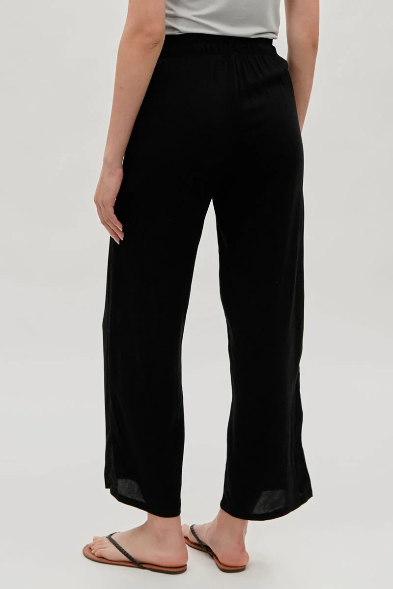 International INC Company Tie Waist Wide Leg Pants - Black - Image 3