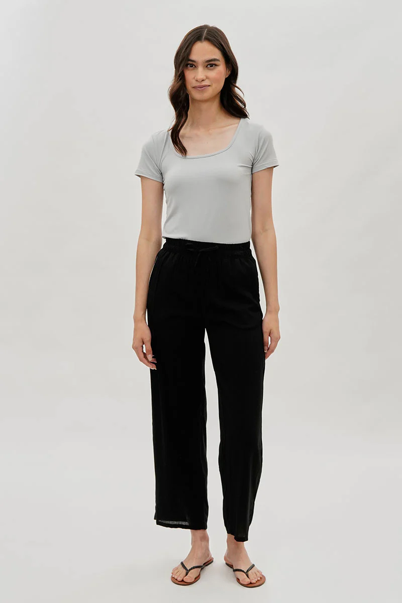 International INC Company Tie Waist Wide Leg Pants - Black - Image 5