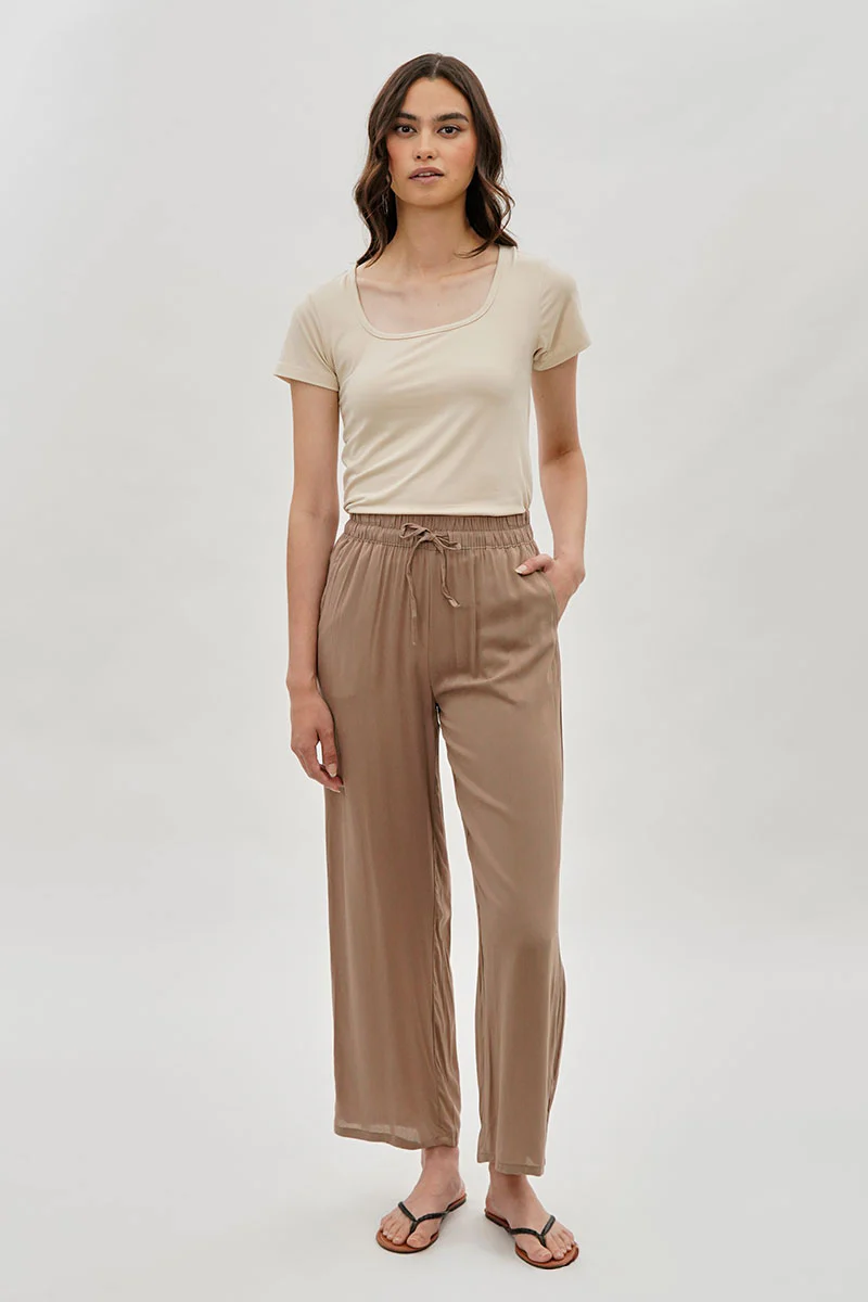 International INC Company Tie Waist Wide Leg Pants - Beige - Image 5