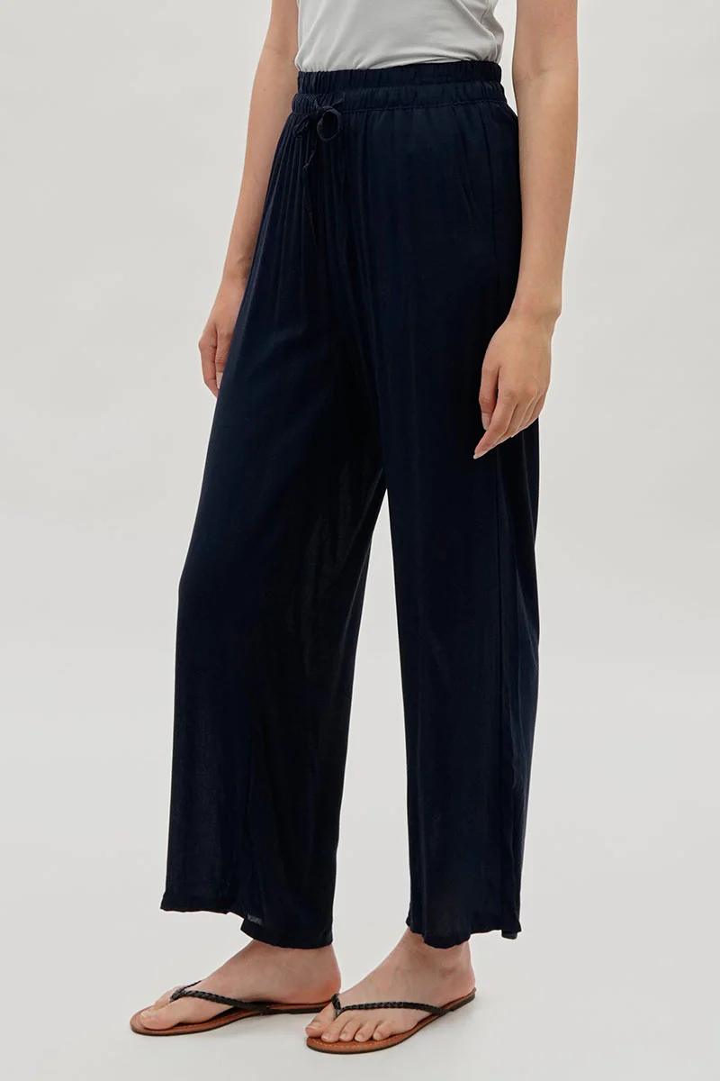 International INC Company Tie Waist Wide Leg Pants - Navy - Image 2