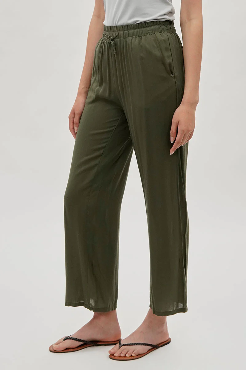 International INC Company Tie Waist Wide Leg Pants - Olive - Image 2