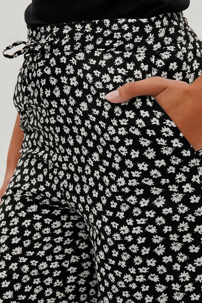International INC Company Floral Tie Waist Capris - Black - Image 4