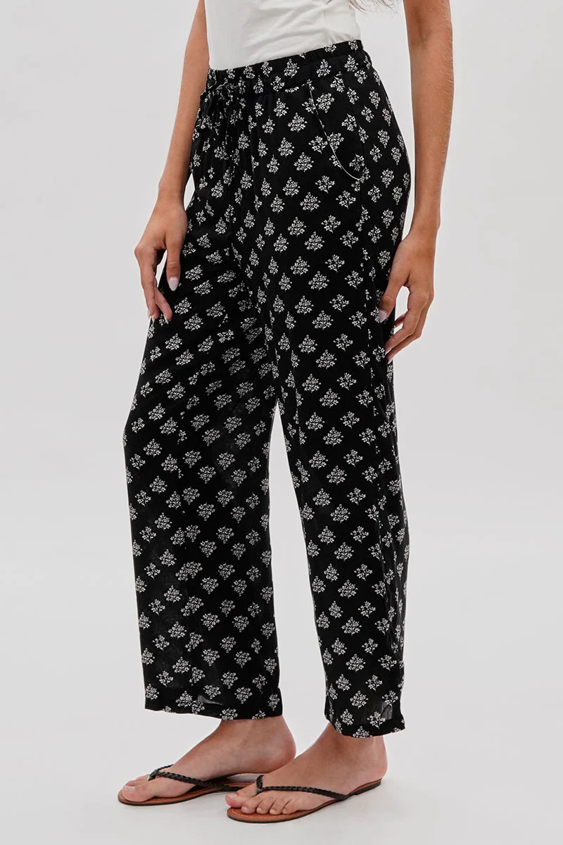 International INC Company Floral Wide Leg Pants - Black - Image 2