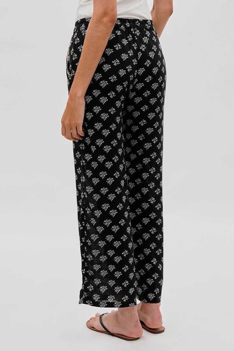 International INC Company Floral Wide Leg Pants - Black - Image 3