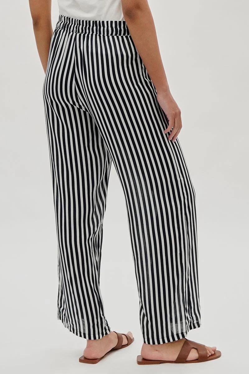 International INC Company Striped Wide Leg Pants - Black - Image 3