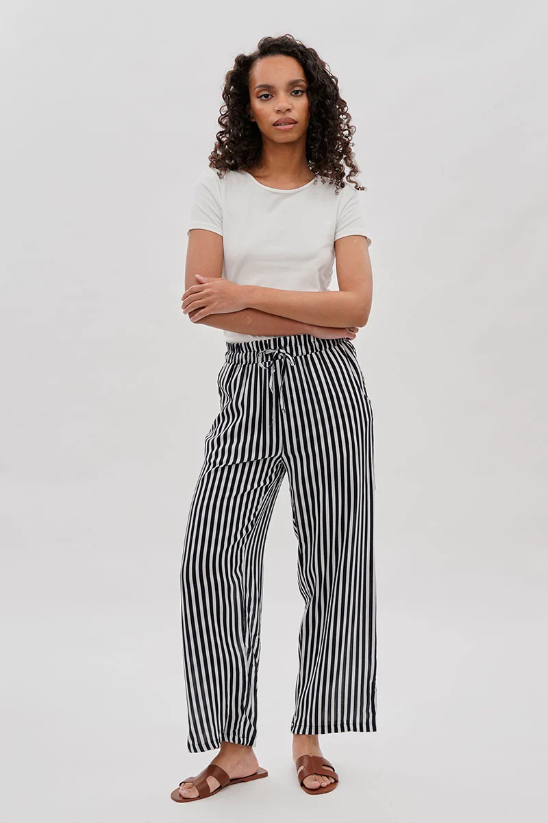 International INC Company Striped Wide Leg Pants - Black - Image 5