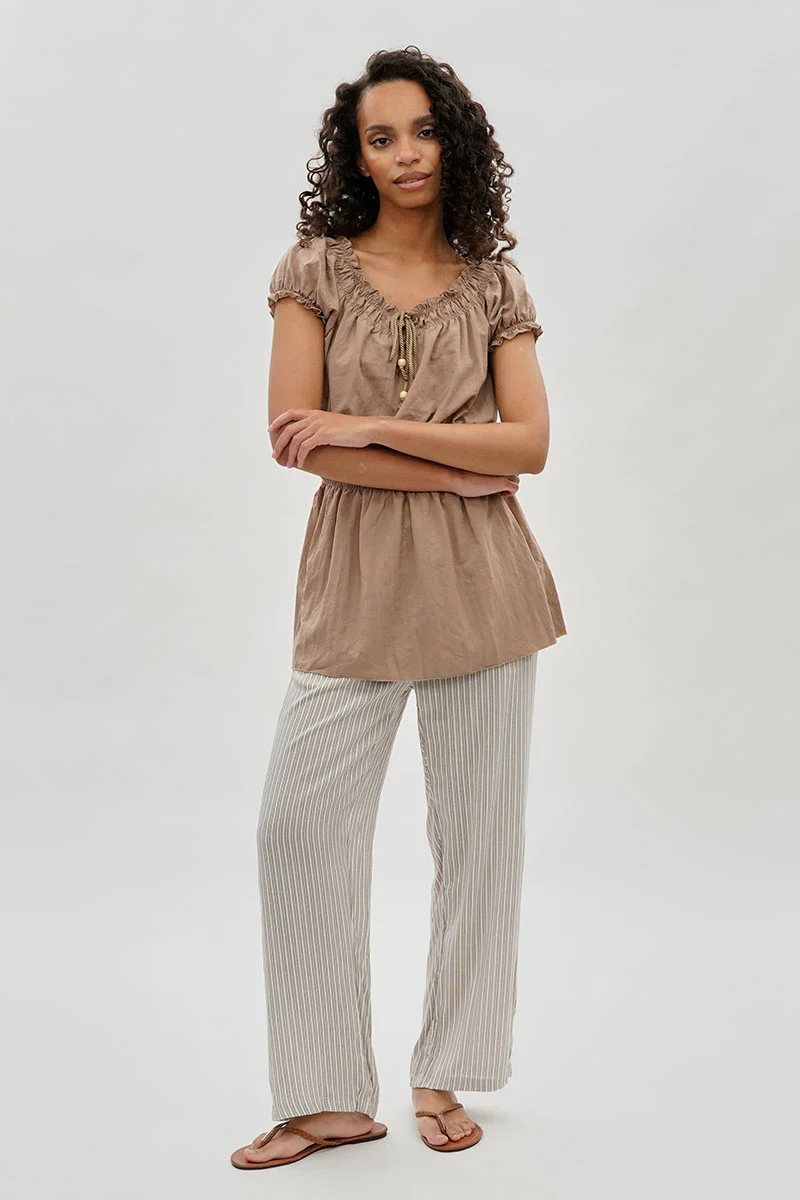 International INC Company Striped Wide Leg Pants - Beige - Image 5