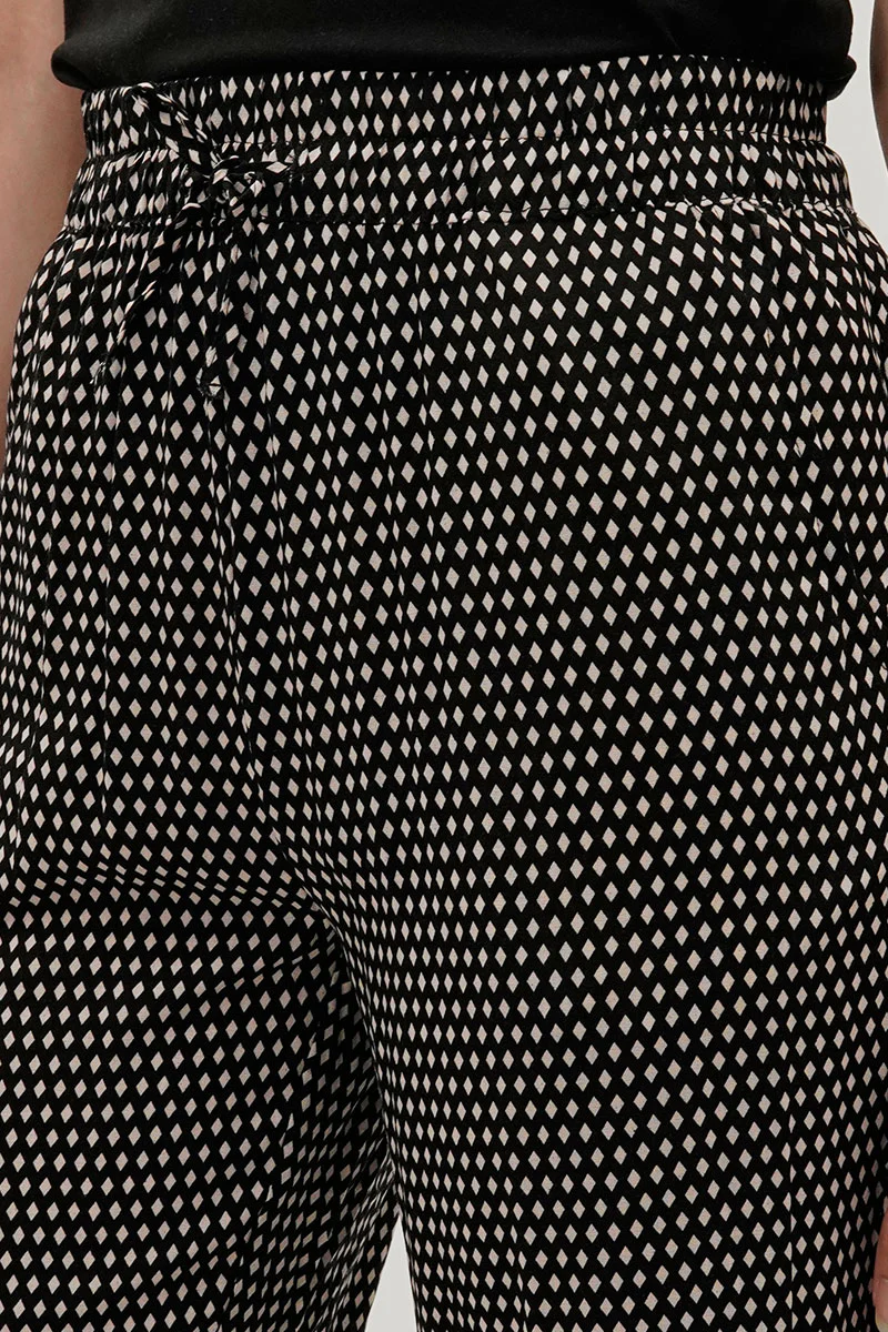 International INC Company Diamond Print Wide Leg Pants - Black - Image 4