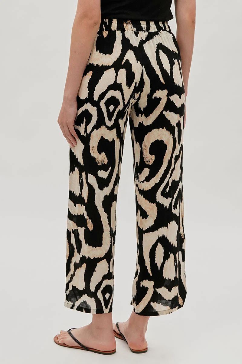 International INC Company Patterned Wide Leg Pants - Black - Image 3